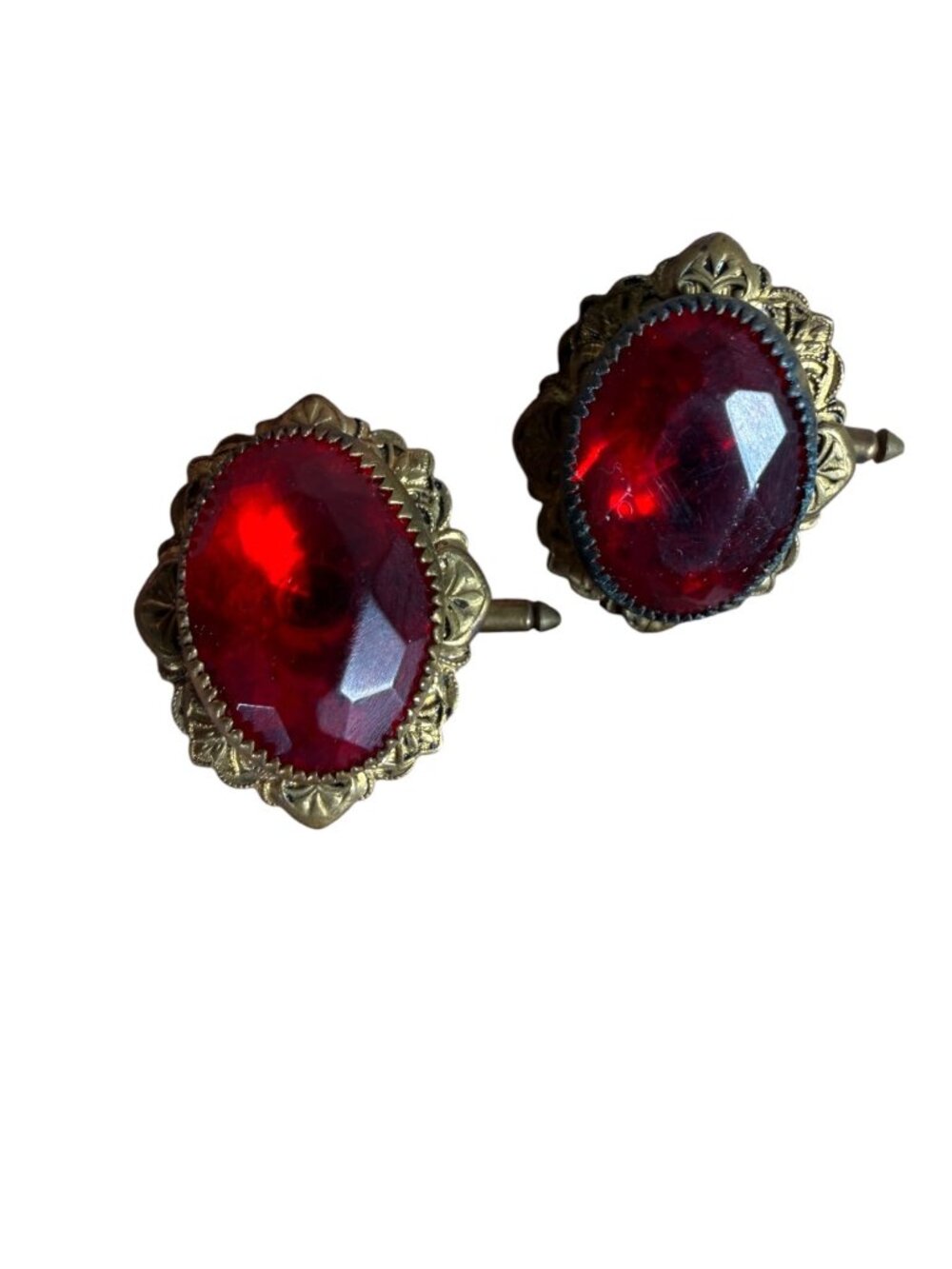 Vintage Red Stone Cuff LInks